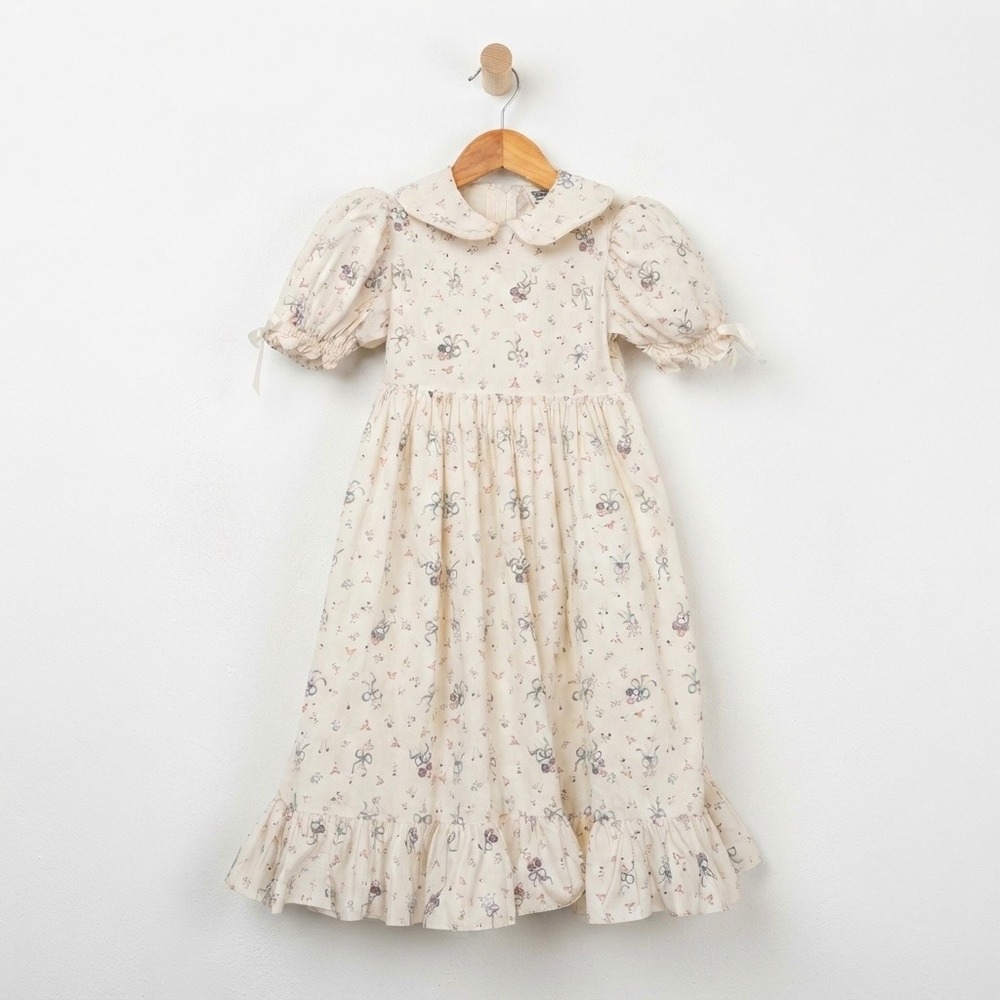 VTG 90s Daisy Kingdom Kathy Dress 6X Floral Bow Prairie Cottagecore Crinoline